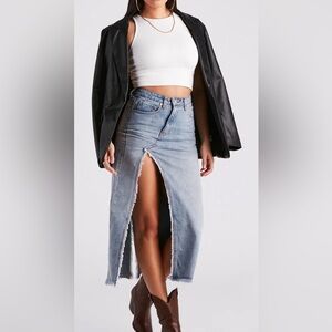 Windsor Babe In Denim High Slit Midi Skirt Size Large New w/ Tags